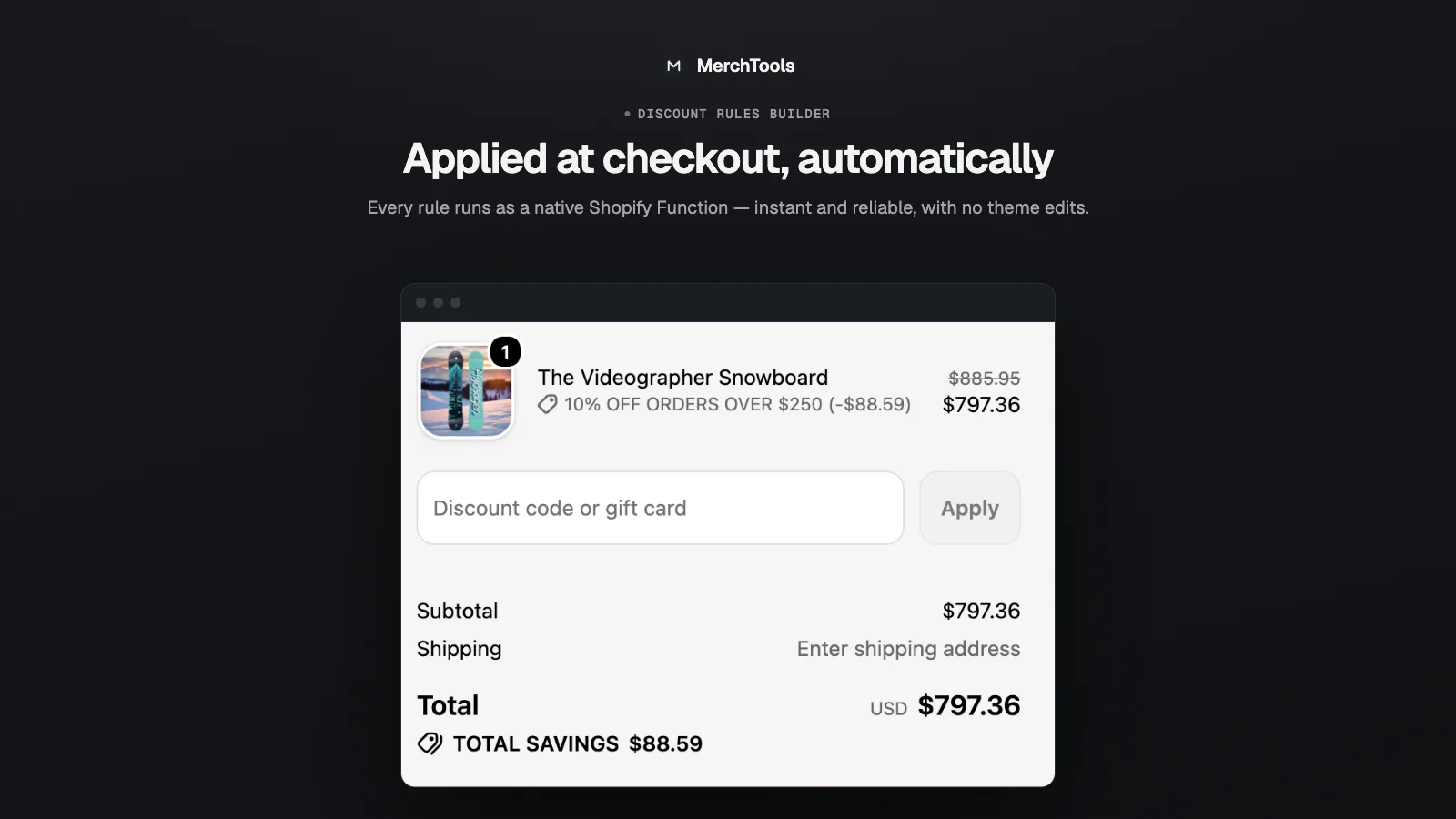 Checkout with an automatic discount applied by a rule