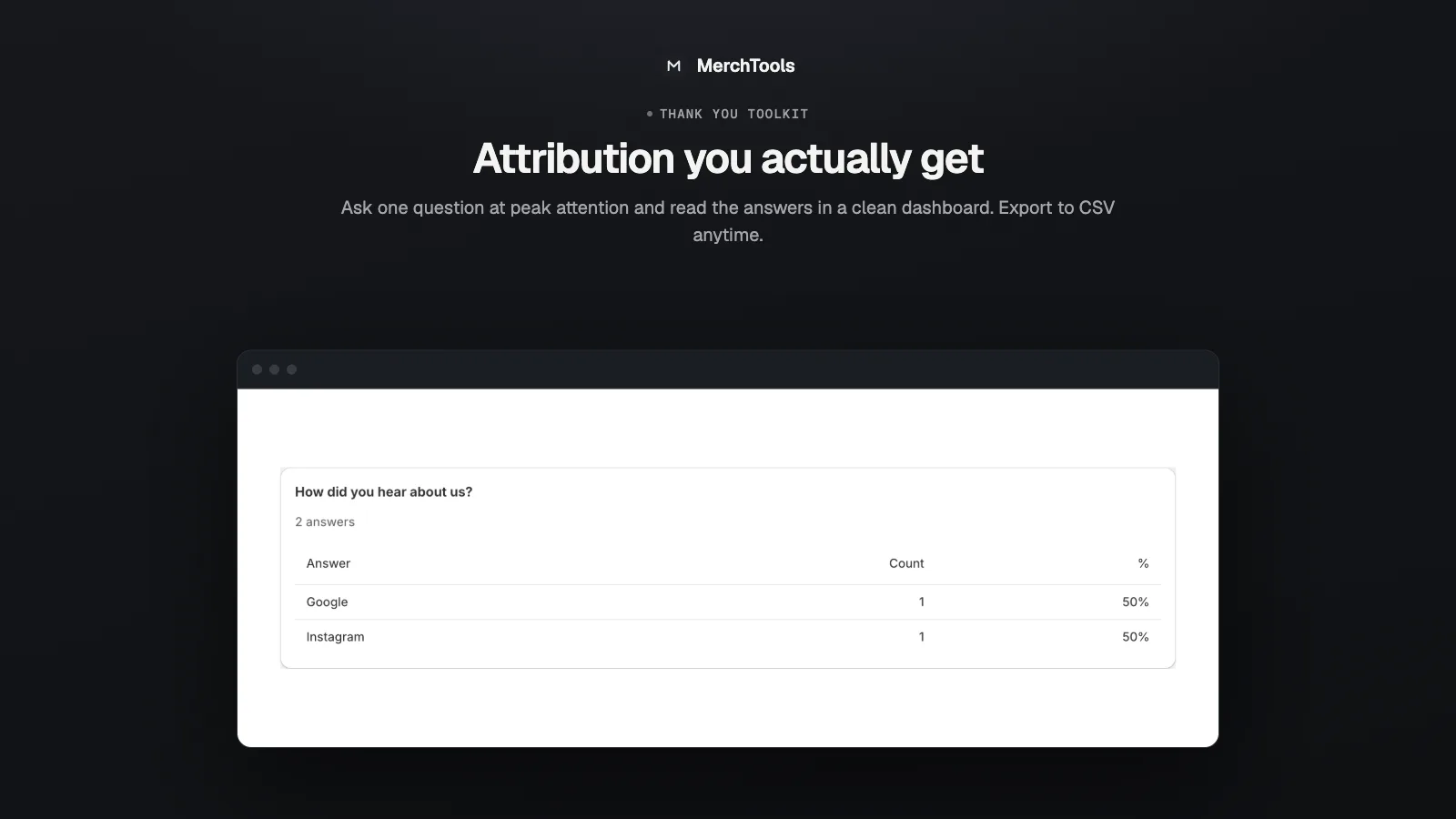 Survey results dashboard with per-answer counts